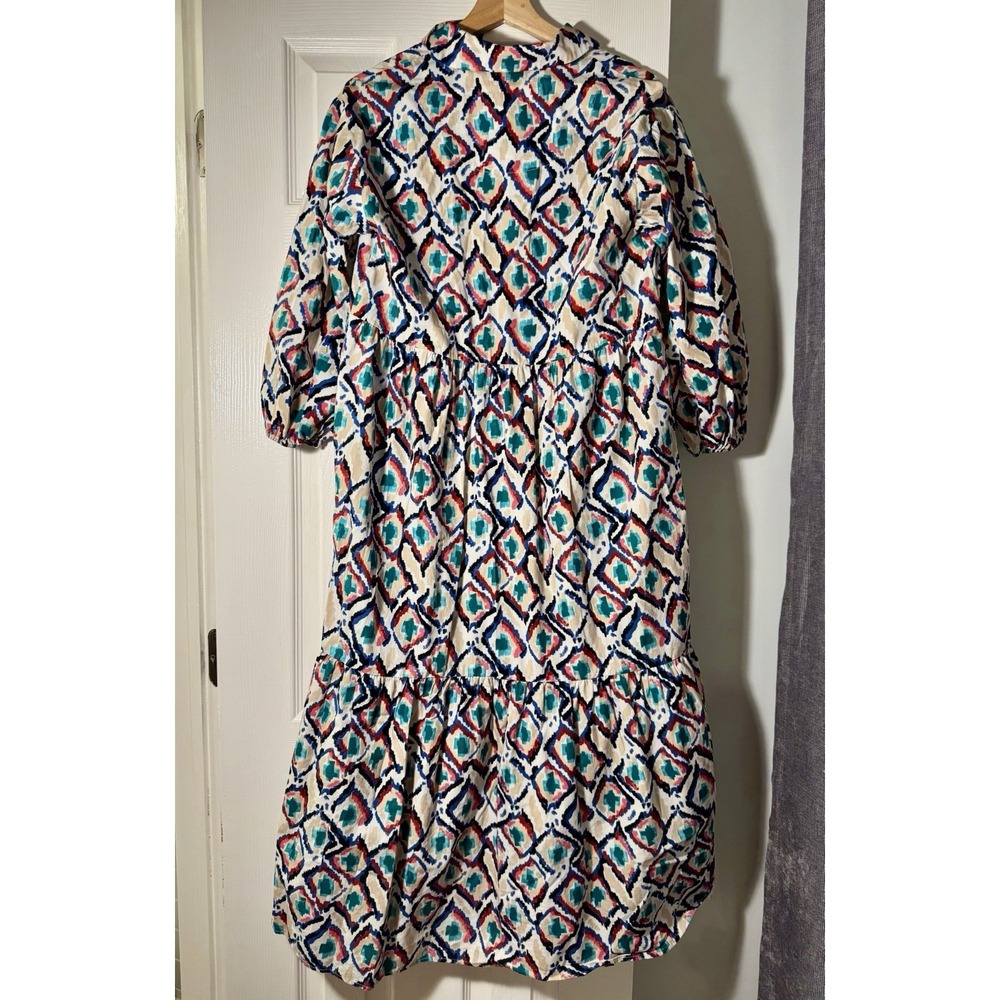 Anthropologie Maeve Bettina Shirt Dress XS Geometric Patterned Trippy Slimming - Picture 7 of 11
